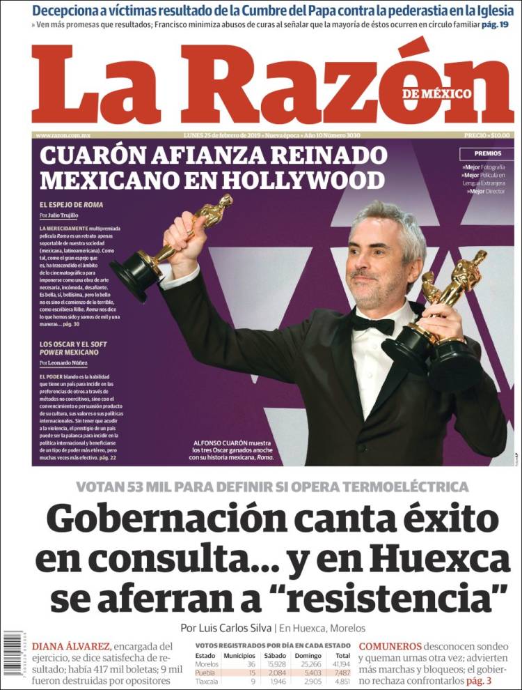 Periódico La Razón México Periódicos de México Edición de lunes 25