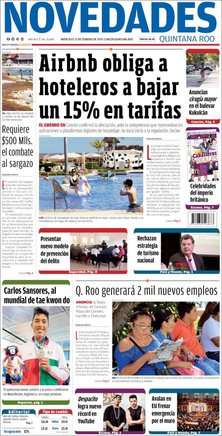 Periódico Novedades De Quintana Roo (México). Periódicos De México ...