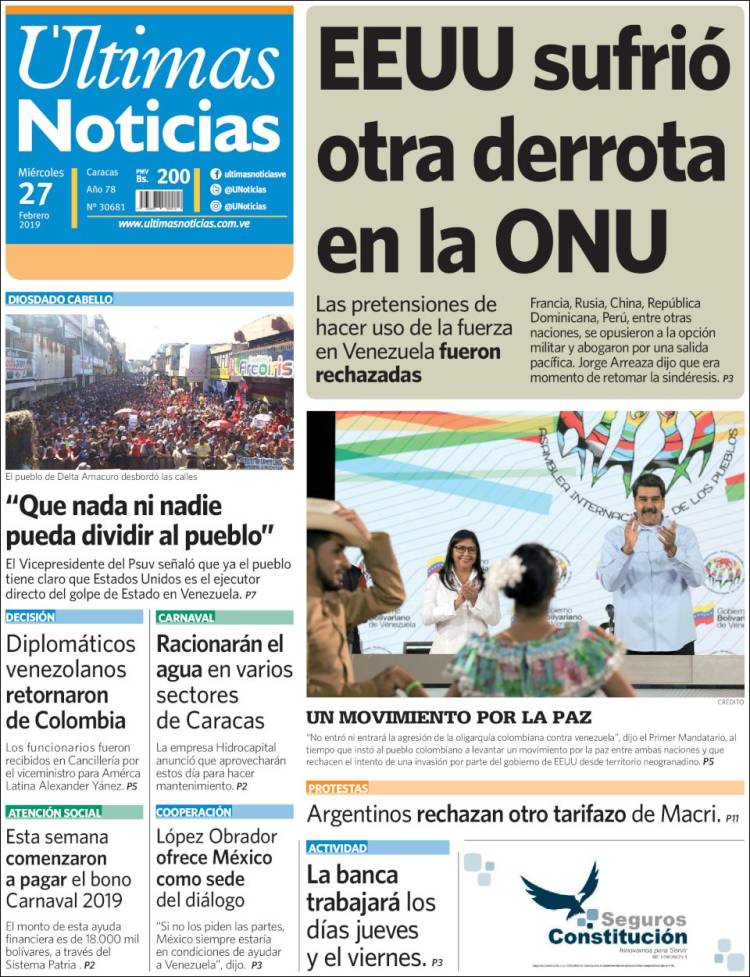 Periódico Últimas Noticias (Venezuela). Periódicos de Venezuela