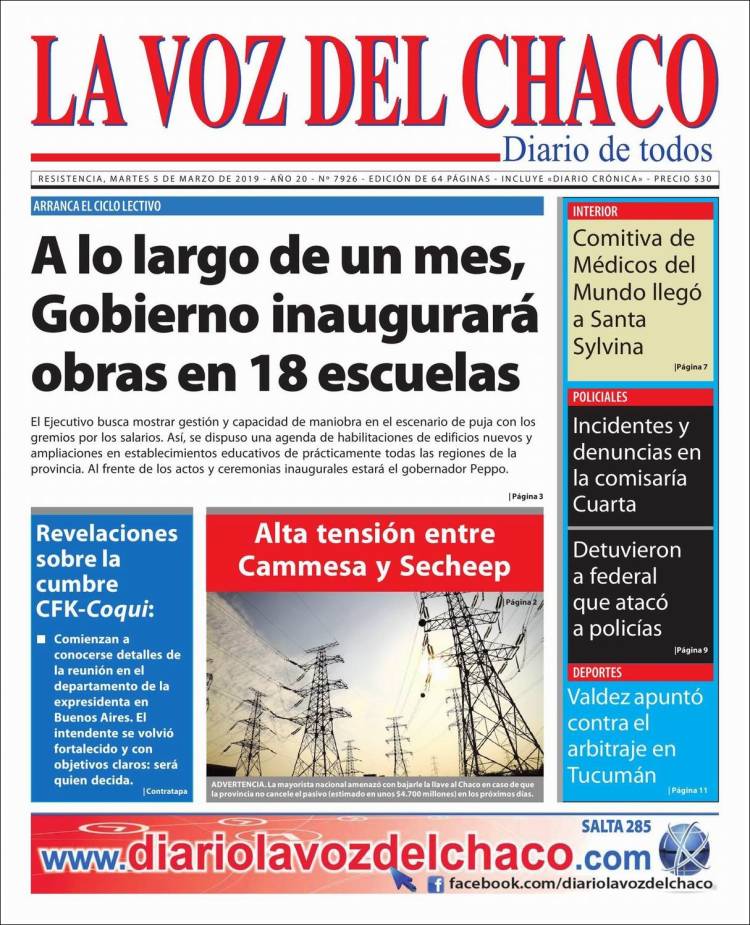 Portada de La Voz del Chaco (Argentina)