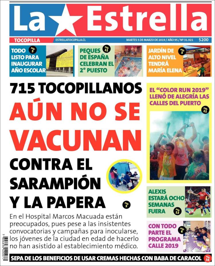 Portada de La Estrella de Tocopilla (Chile)