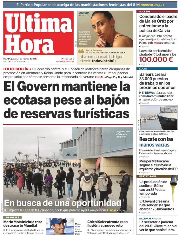 Portada de Última Hora (España)
