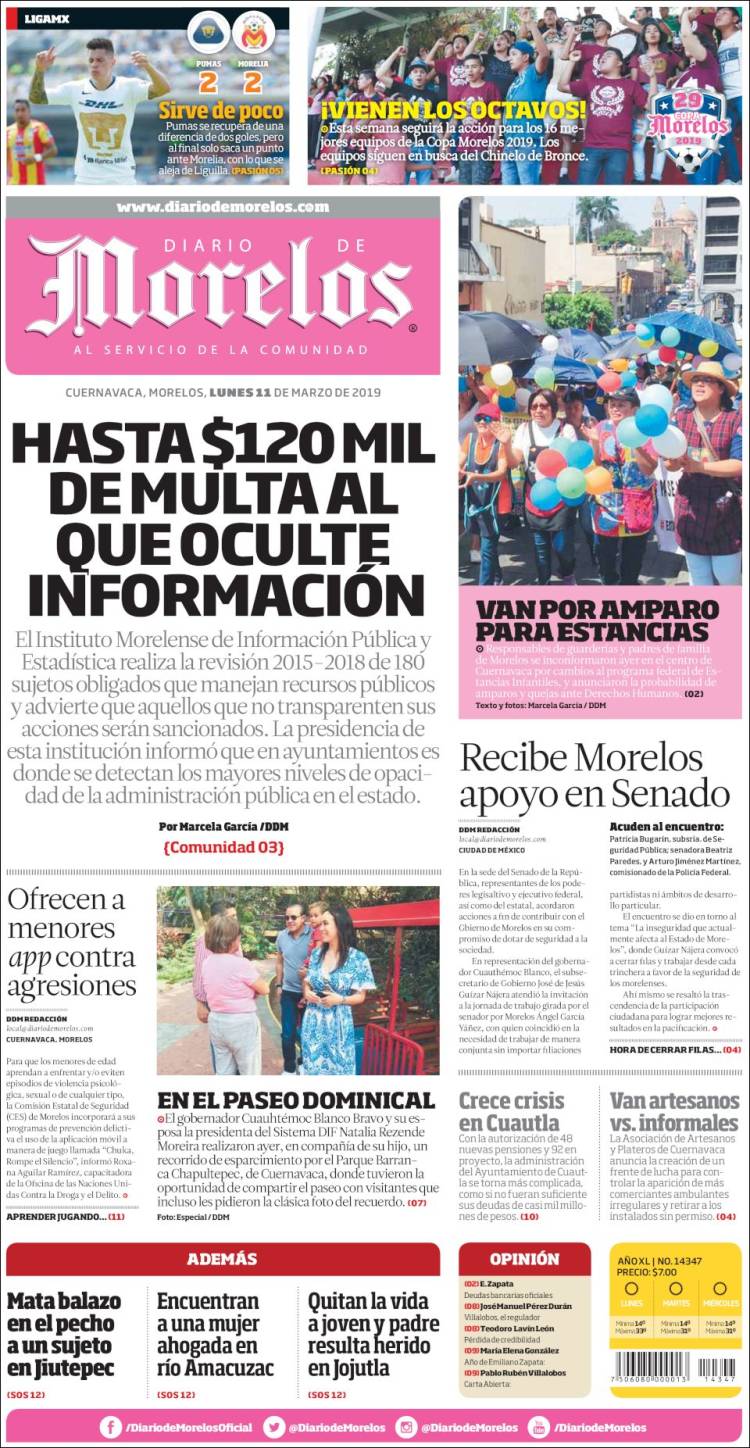Portada de Diario de Morelos (México)
