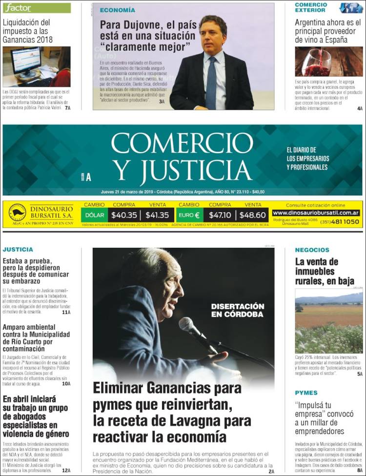 Portada de Comercio y Justicia (Argentina)