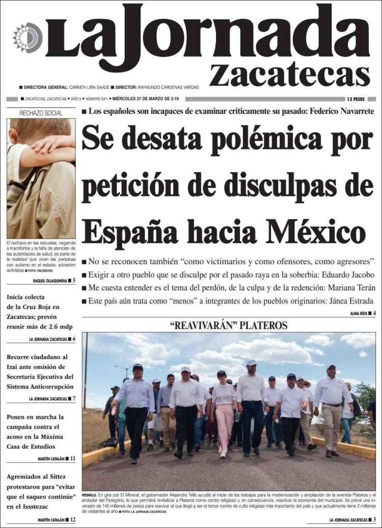 Portada de Jornada de Zacatecas (México)