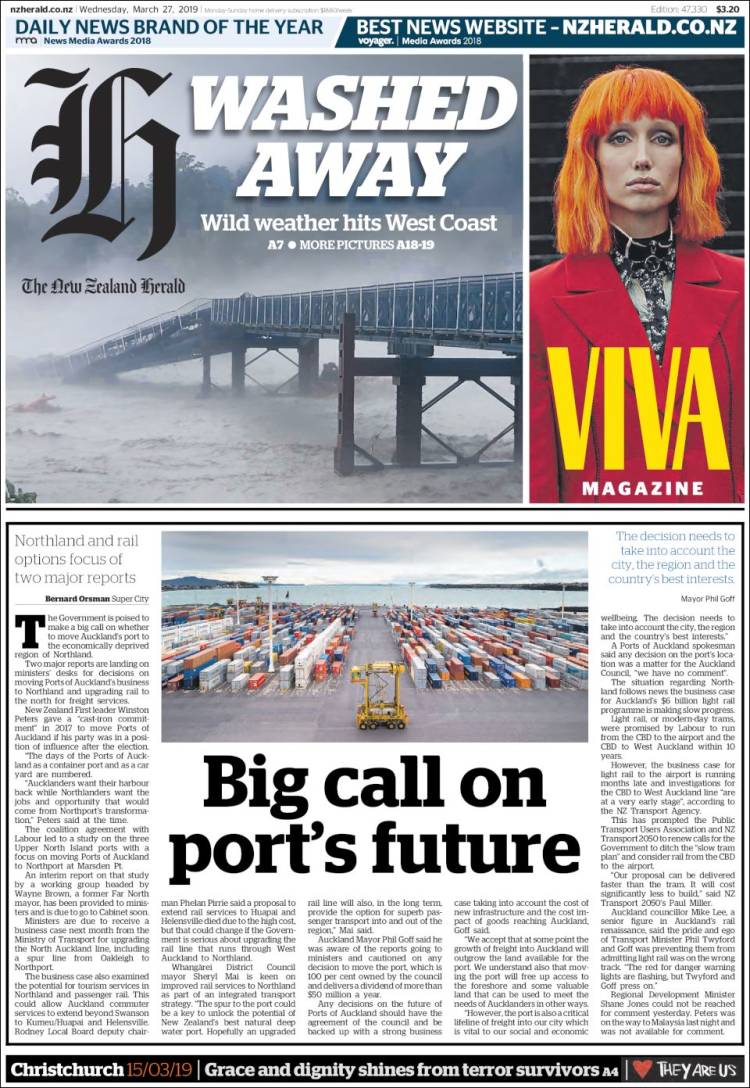 Portada de The New Zealand Herald (Nueva Zelanda)