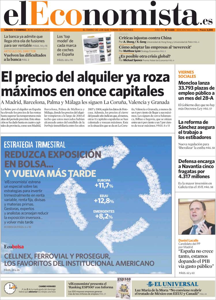 Portada de El Economista (España)