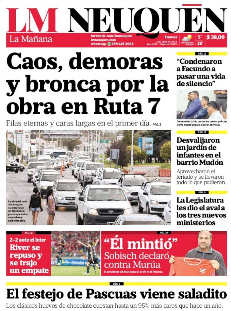 Portada de La Mañanade Neuquén (Argentina)