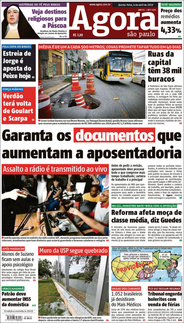 Portada de Agora São Paulo (Brasil)