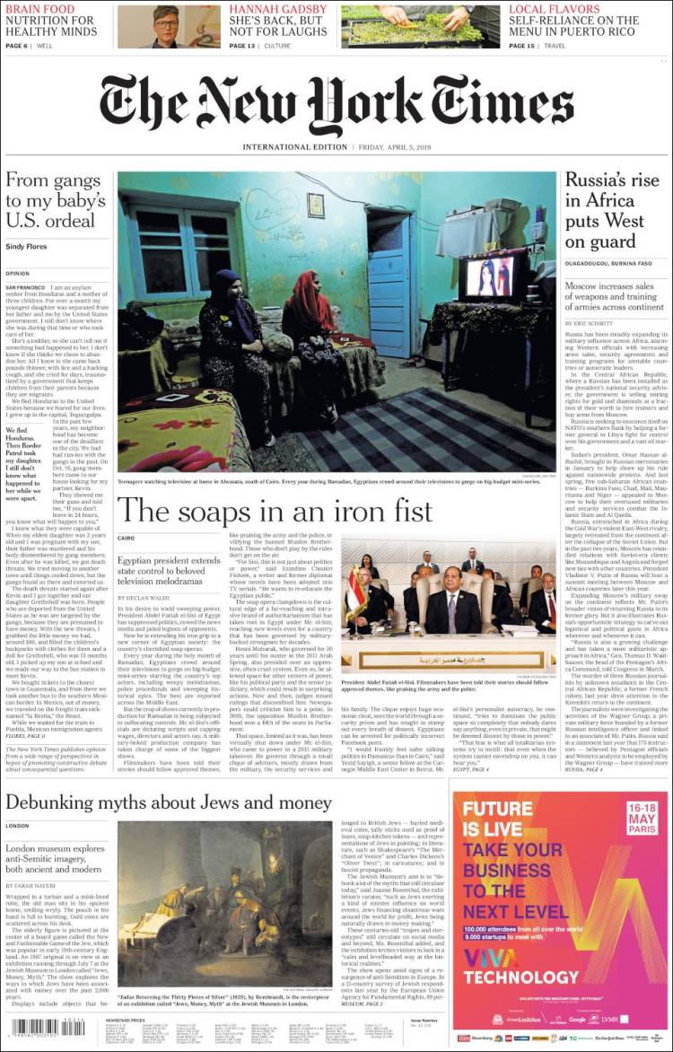 Portada de International New York Times (Europa)