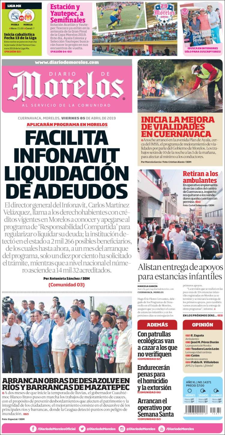Portada de Diario de Morelos (México)