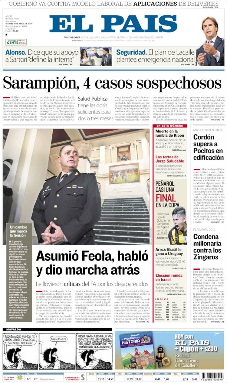 Portada de El País (Uruguay)