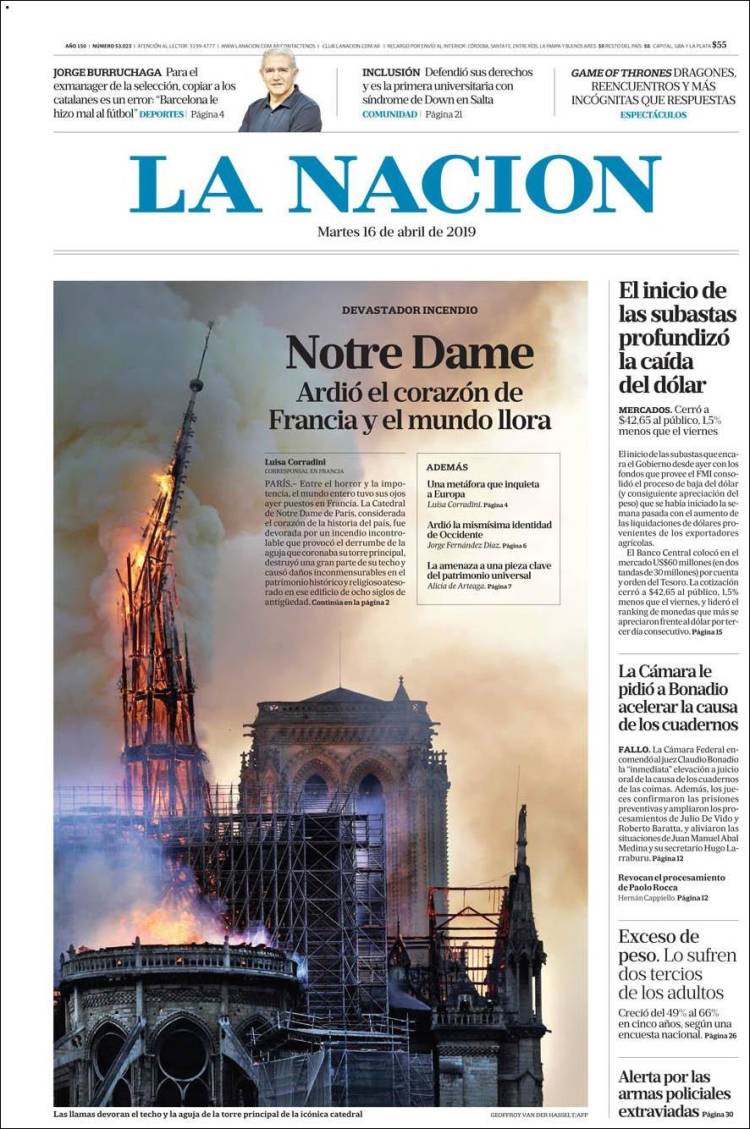 Portada de La Nación (Argentina)