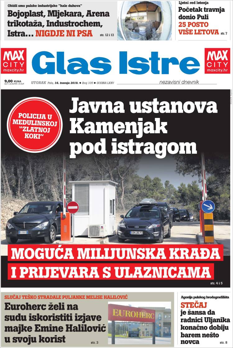 Portada de Glas Istre (Croacia)
