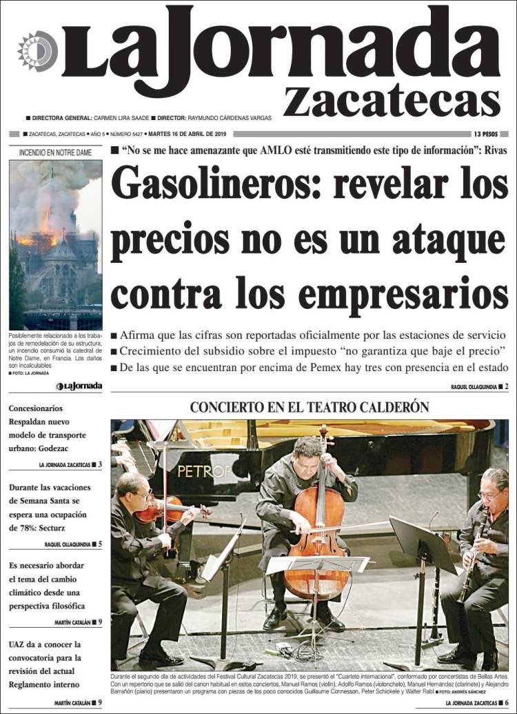 Portada de Jornada de Zacatecas (México)