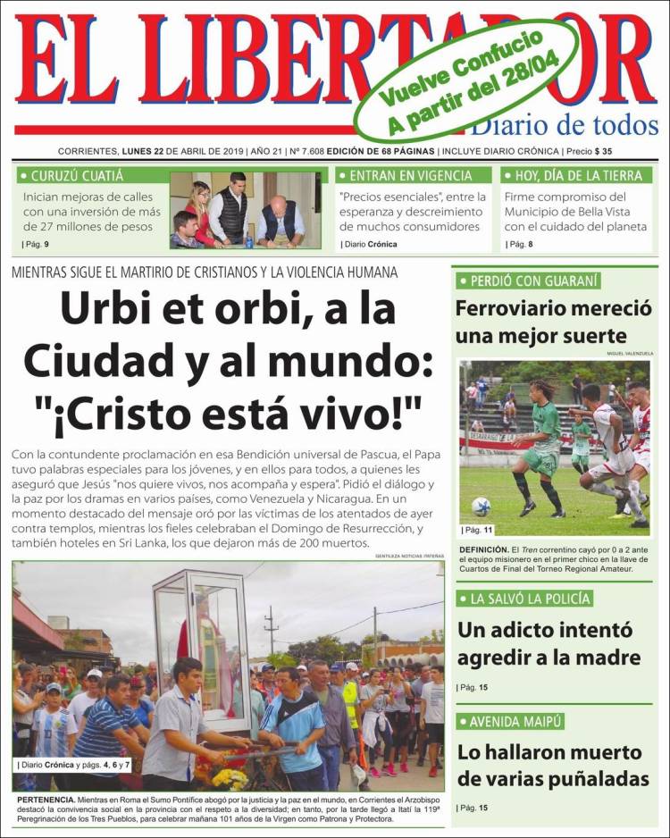 Portada de Diario El Libertador (Argentina)