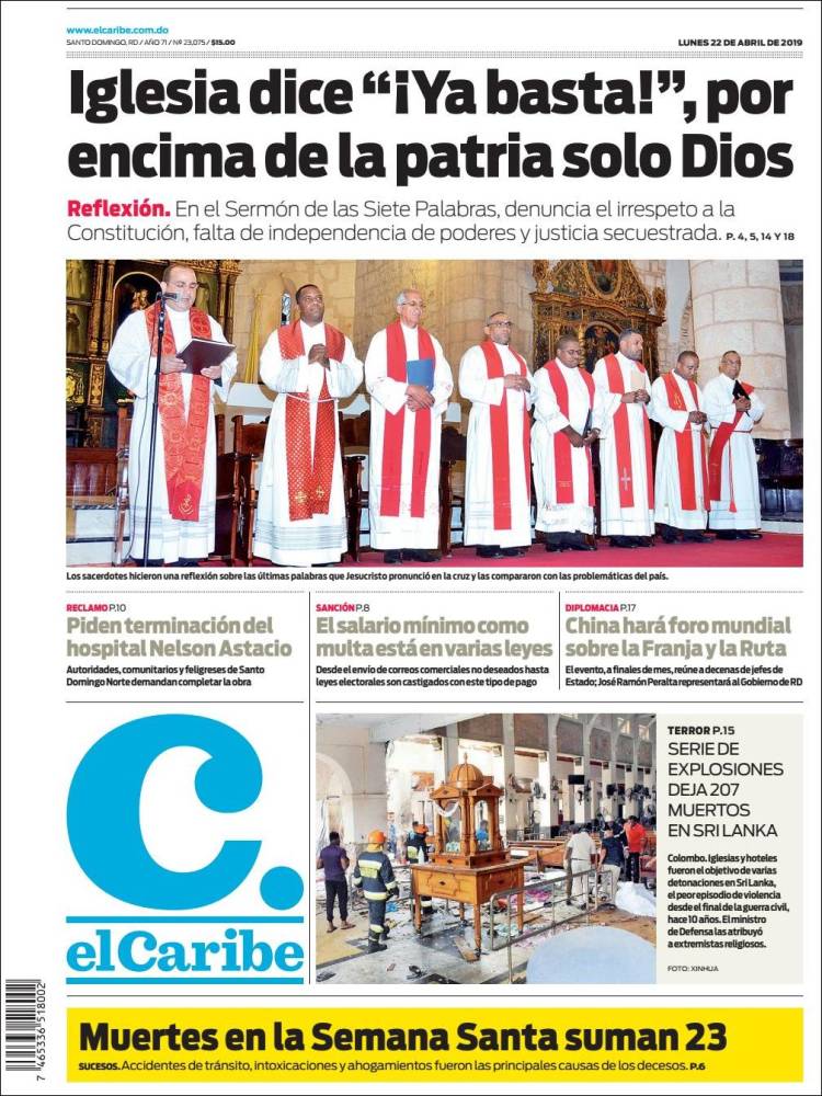 Portada de El Caribe (R. Dominicana)