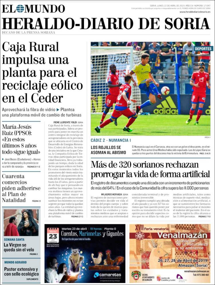 Portada de Diario de Soria (España)