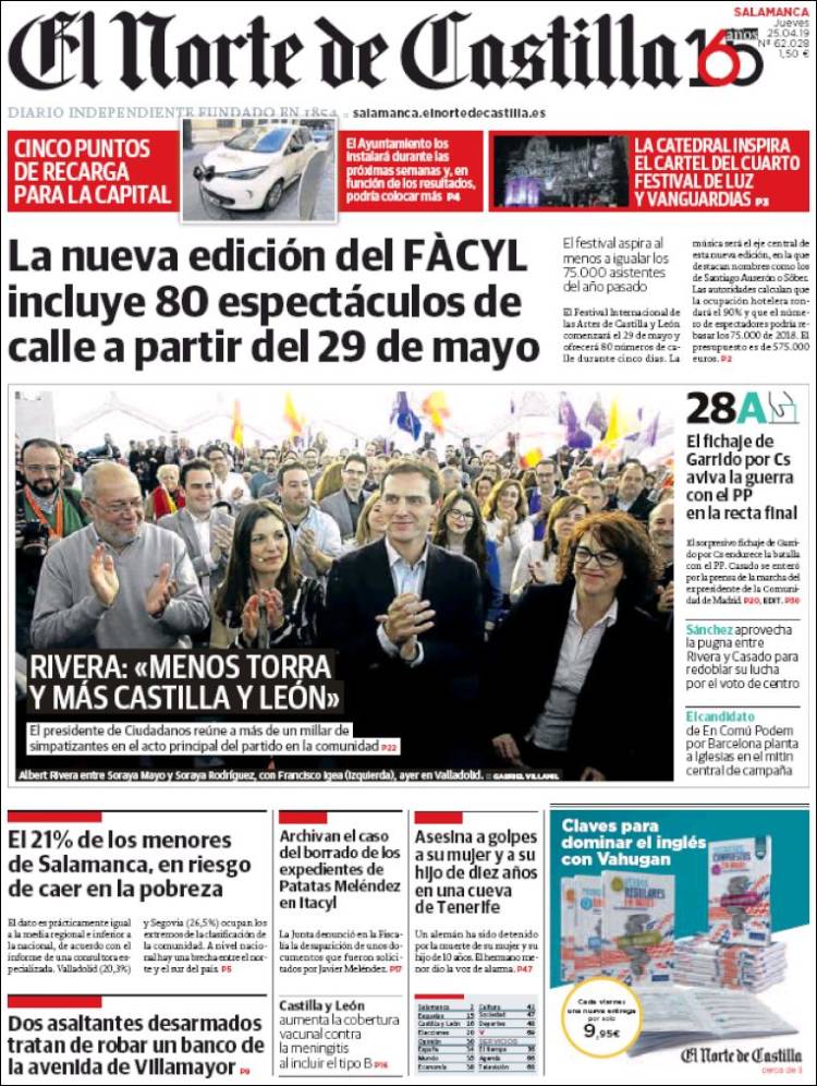 Portada de Norte de Castilla - Salamanca (España)