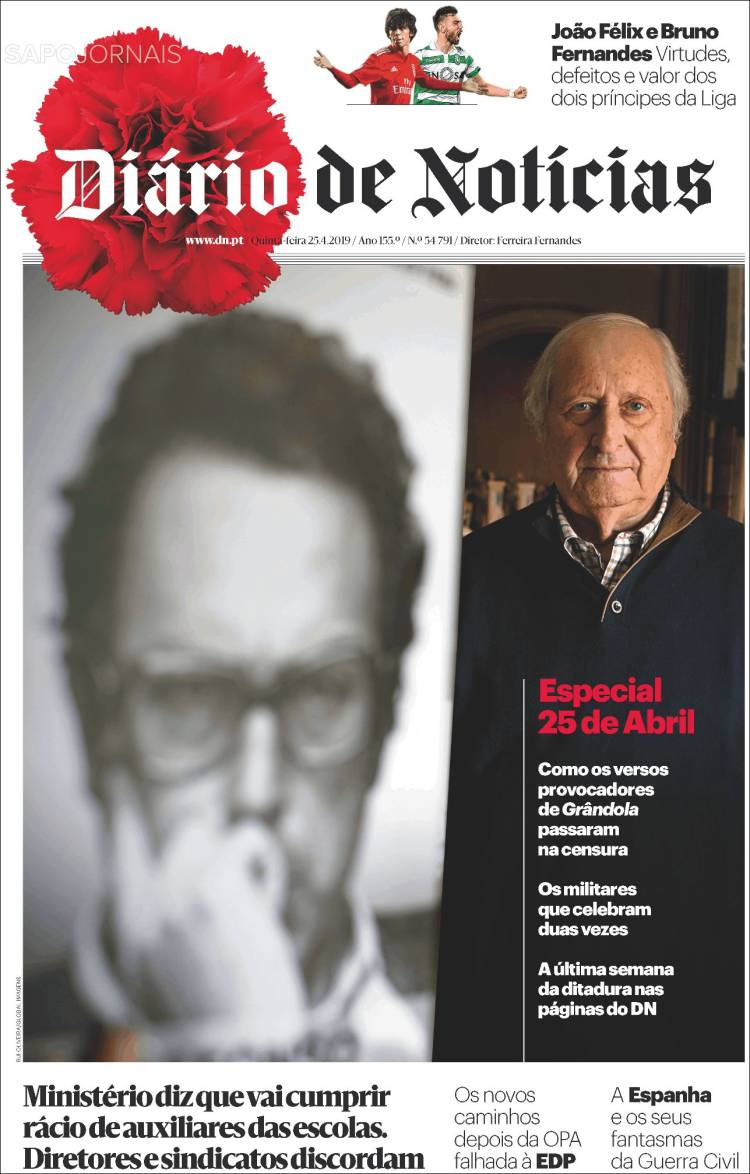 Portada de Diário de Noticias (Portugal)