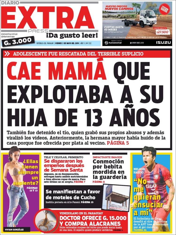 Portada de Diario Extra (Paraguay)