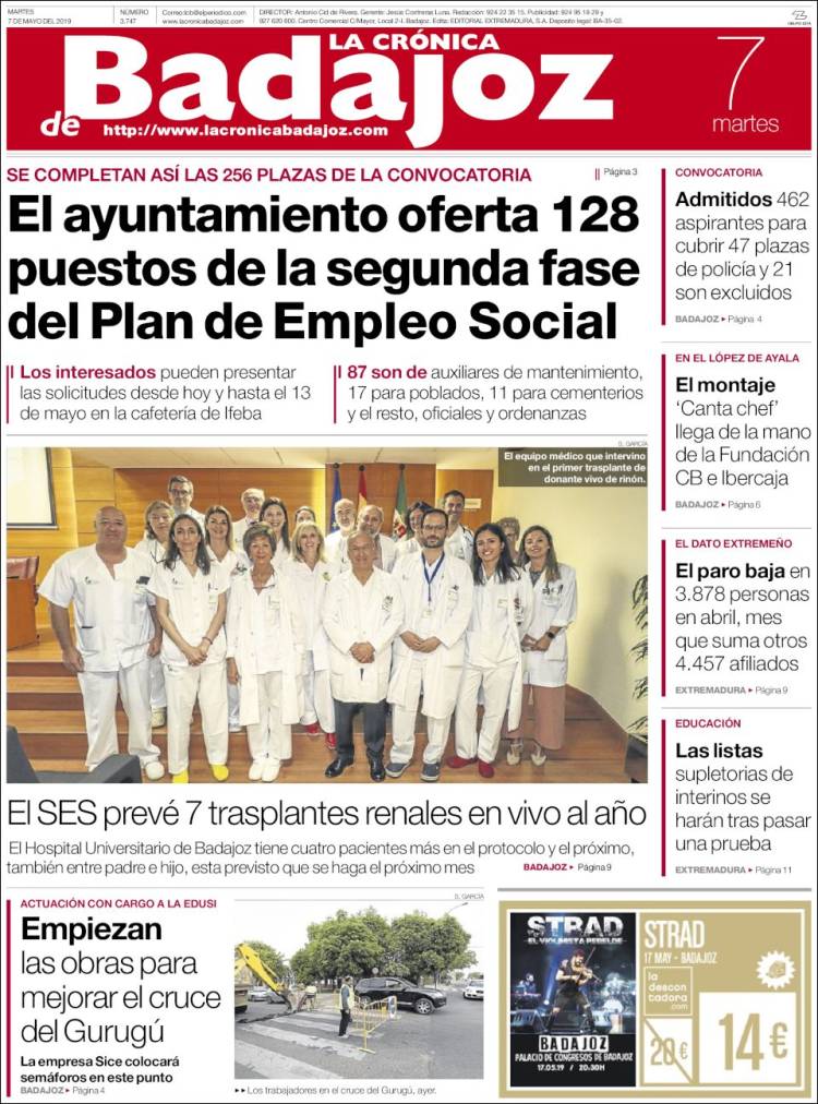 Portada de El Periódico de Extremadura (España)