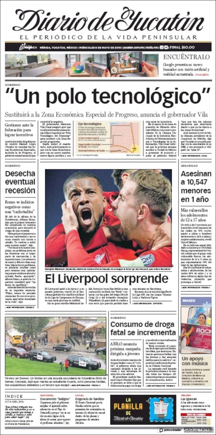 Portada de Diario de Yucatán (México)