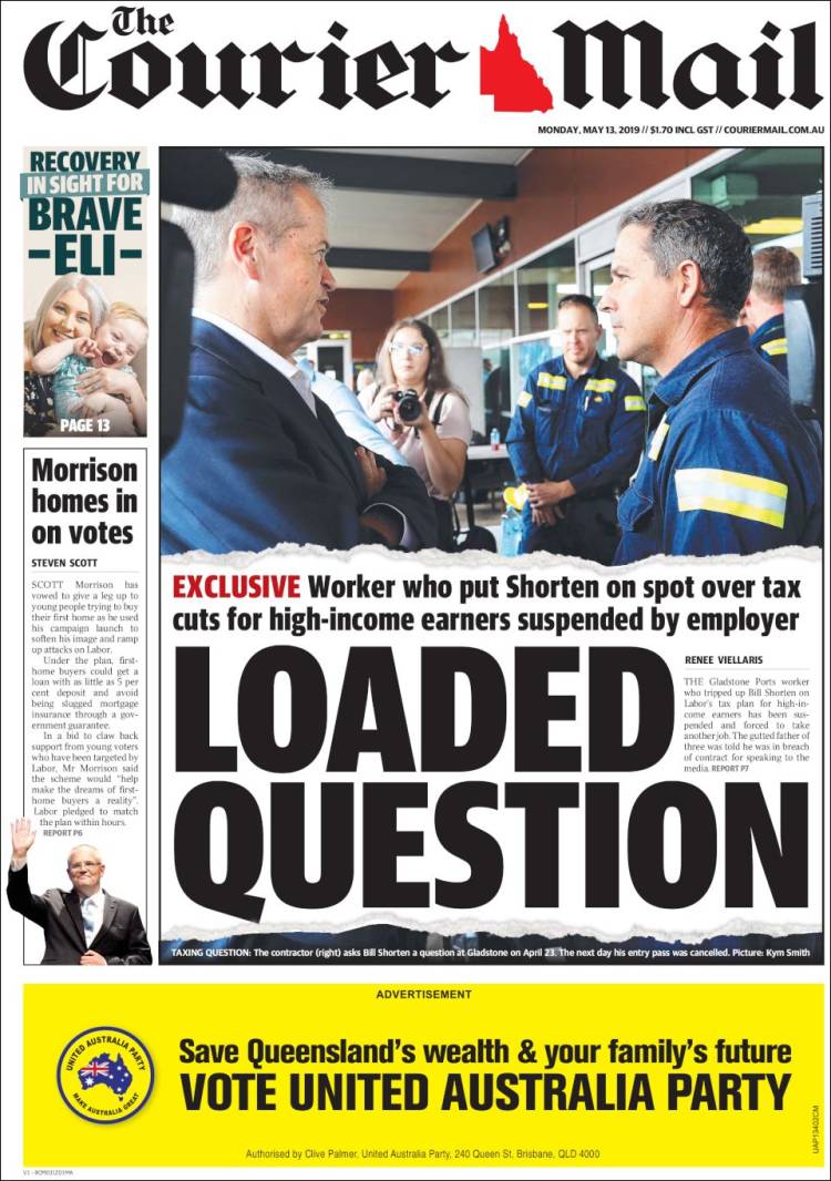 Portada de The Courier-Mail (Australia)