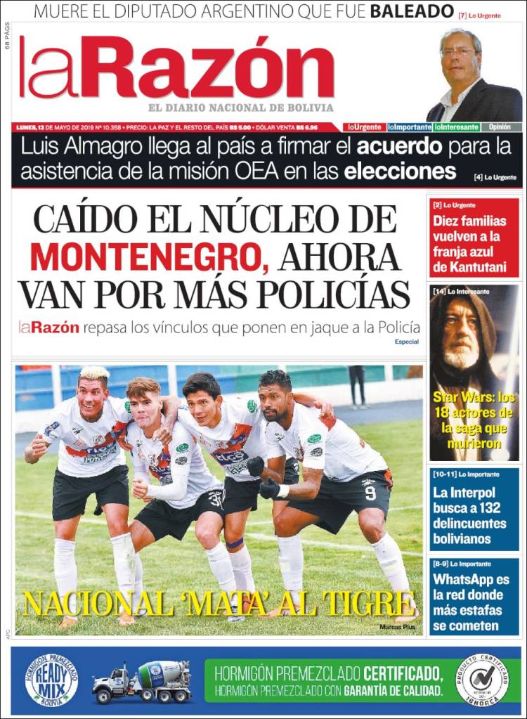 Portada de La Razón (Bolivia)