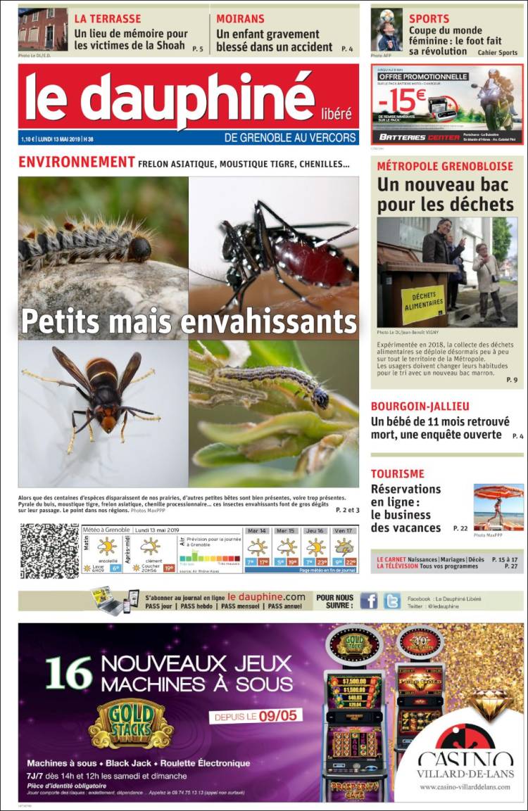 Portada de Le Dauphiné Libéré (Francia)