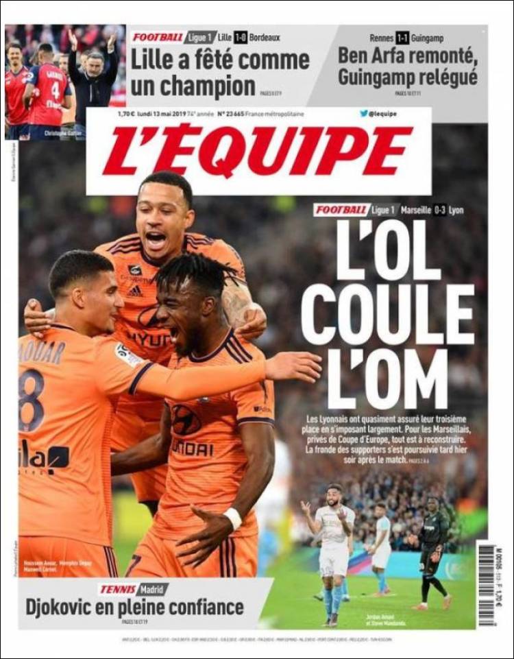 Portada de L'Equipe (Francia)