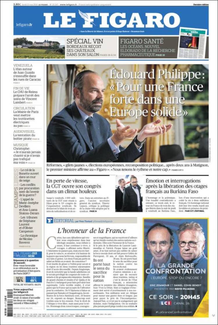 Portada de Le Figaro (Francia)
