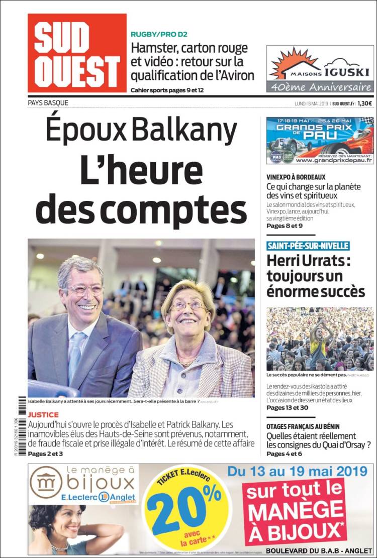 Portada de Sud Ouest (Francia)