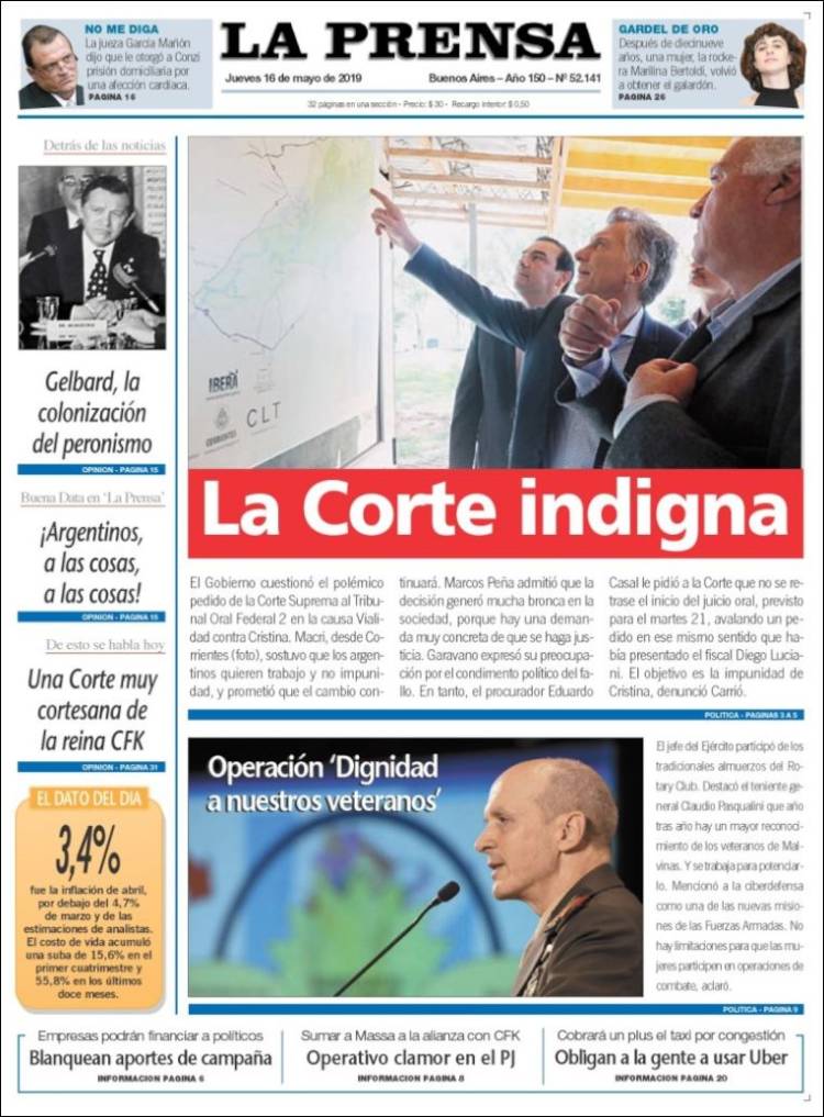 Portada de La Prensa (Argentina)