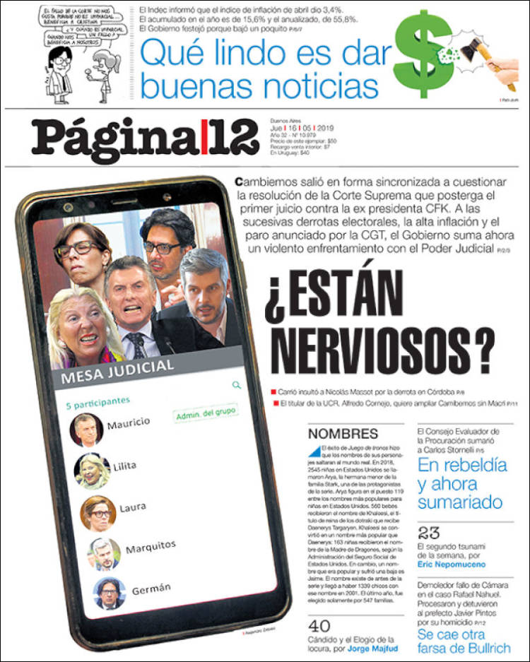 Portada de Página/12 (Argentina)