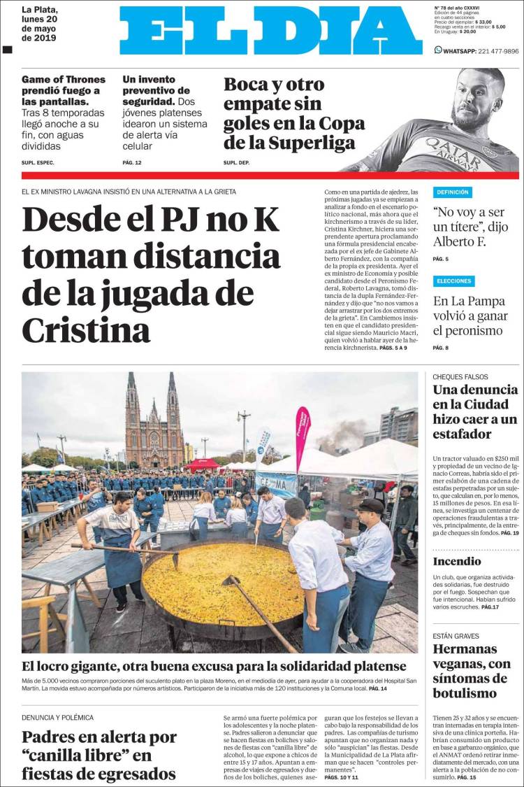 Portada de El Día de la Plata (Argentina)