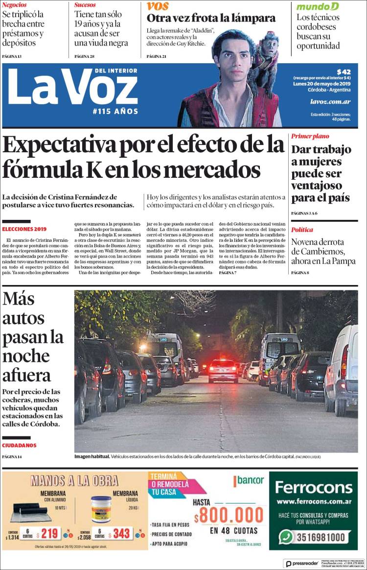 Portada de La Voz del Interior (Argentina)