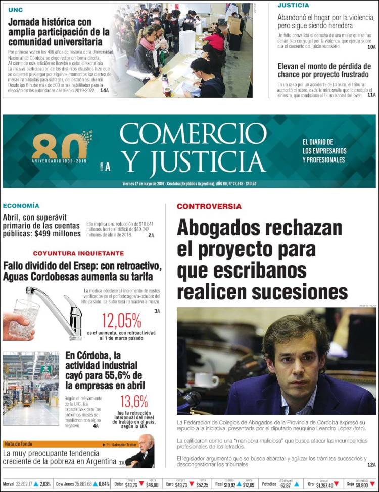 Portada de Comercio y Justicia (Argentina)