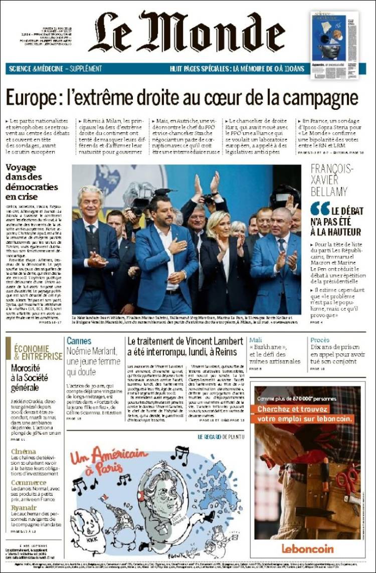 Portada de Le Monde (Francia)