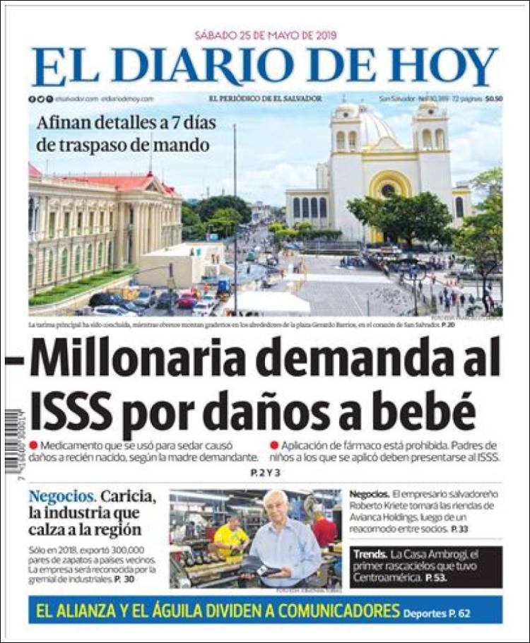 Portada de El Diario de Hoy (El Salvador)