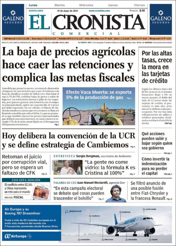 Portada de El Cronista Comercial (Argentina)