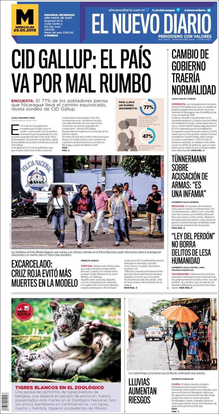 Portada de El Nuevo Diario (Nicaragua)