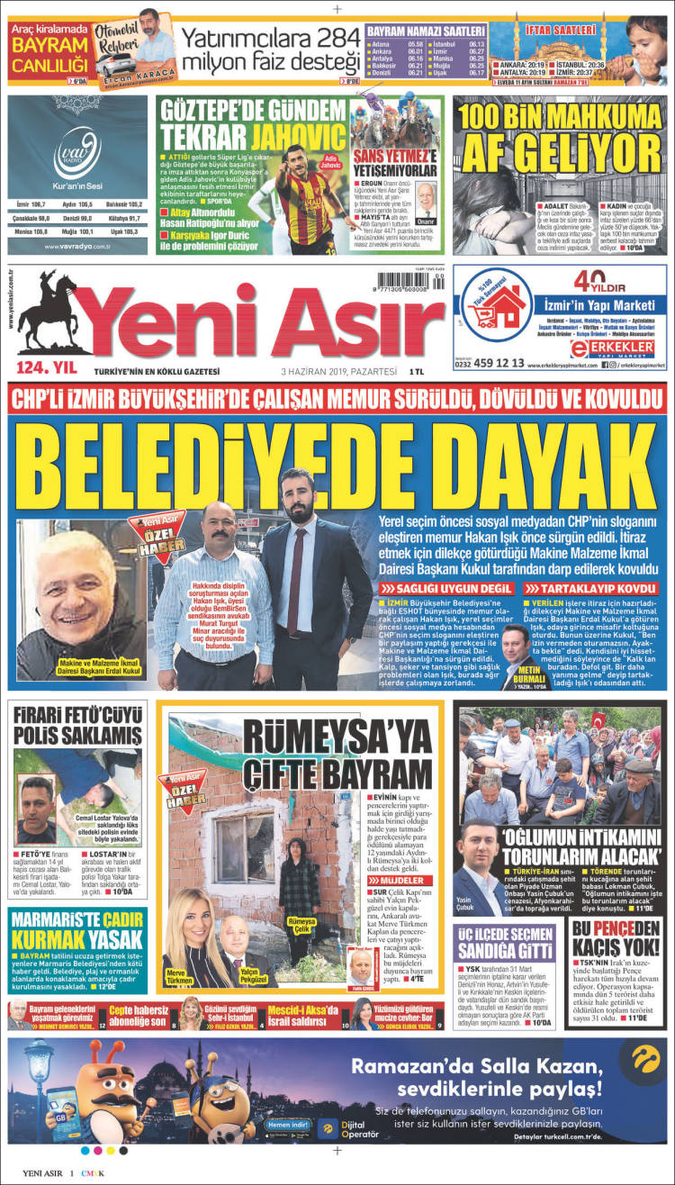 Portada de Yeni Asır (Turquía)