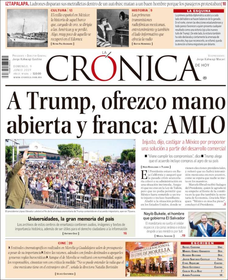 Portada de La CrÃ³nica de Hoy (MÃ©xico)