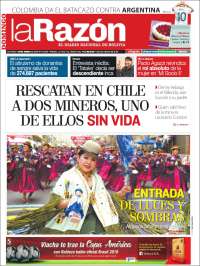 Portada de La Razón (Bolivia)