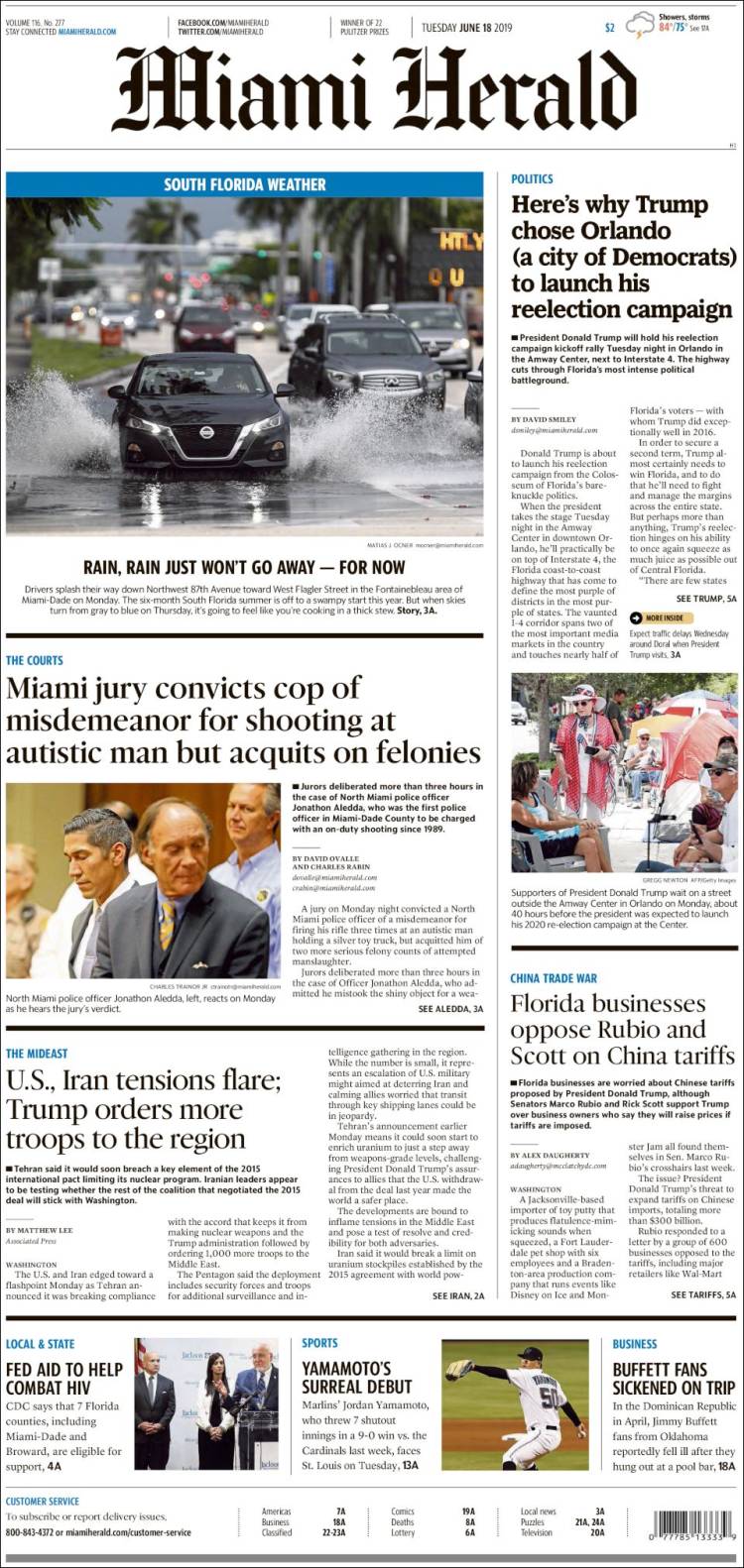 Portada de Miami Herald (USA)