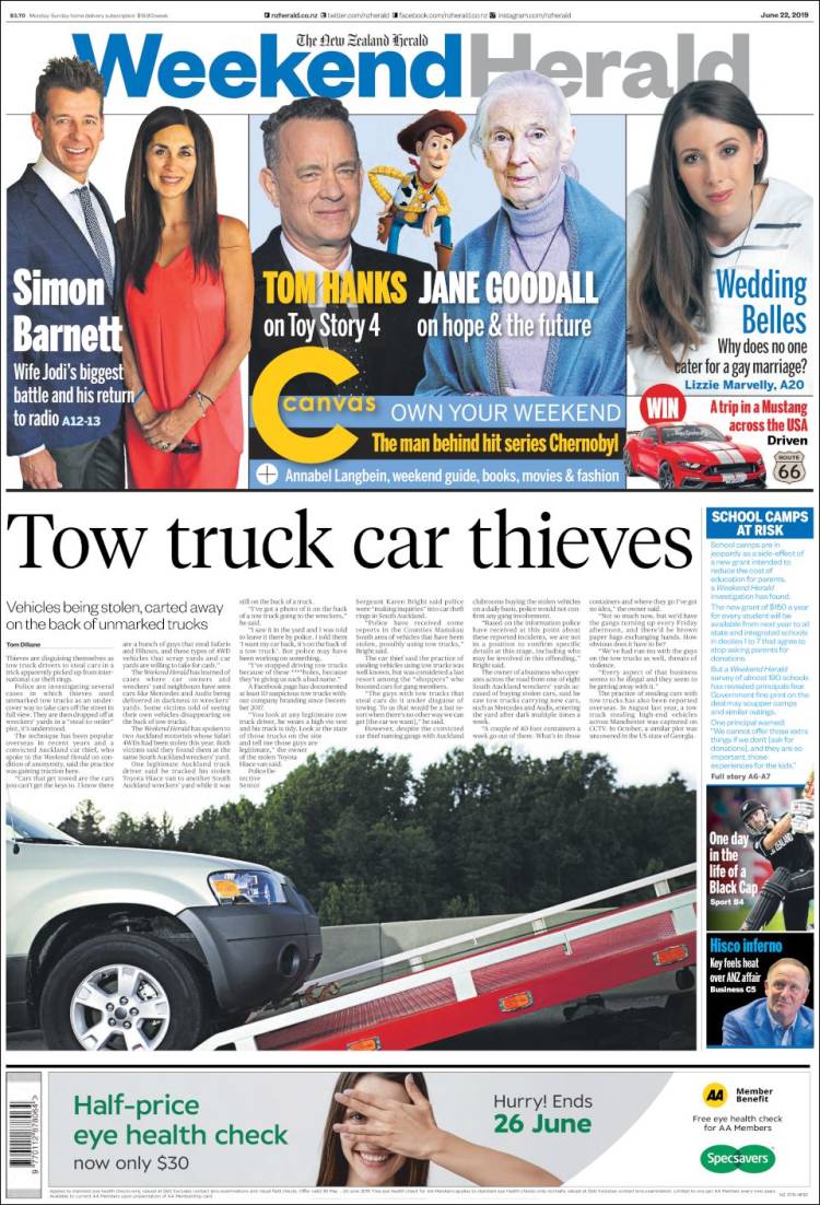 Portada de The New Zealand Herald (Nueva Zelanda)