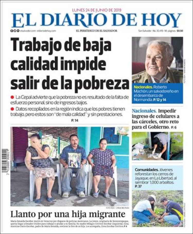 Portada de El Diario de Hoy (El Salvador)
