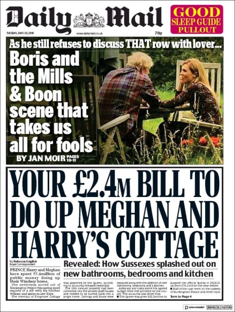 Portada de Daily Mail (Reino Unido)