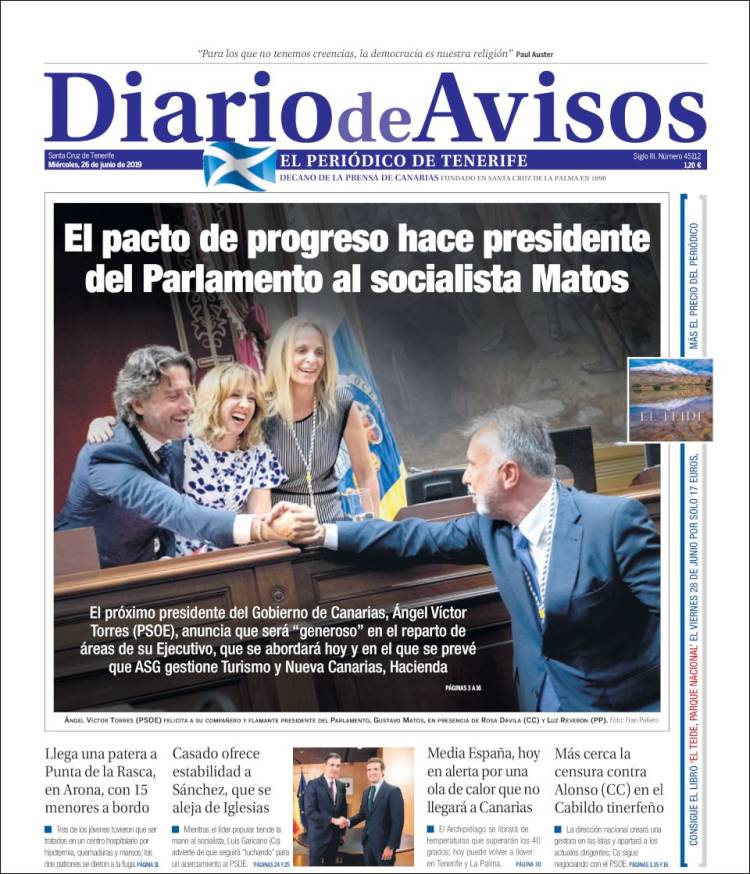 Portada de Diarios de Avisos (España)